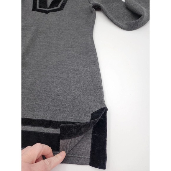 Soft Surroundings Runway Wool Blend Knit Tunic Sweater Velvet Trim Gray Size XS - Picture 6 of 10